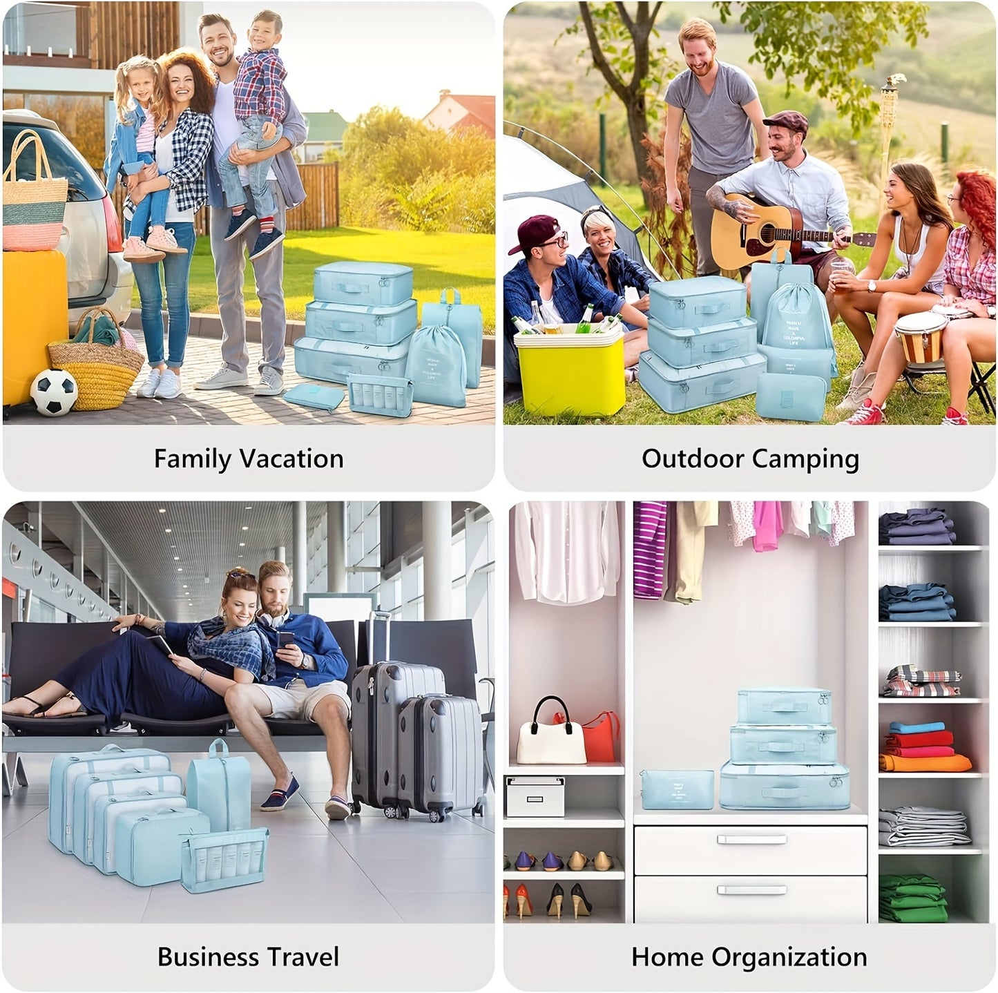 9 Set Packing Cubes with Shoe Bag & Electronics Bag - Luggage Organizers Suitcase Travel Accessories Baskets, Bins & Containers