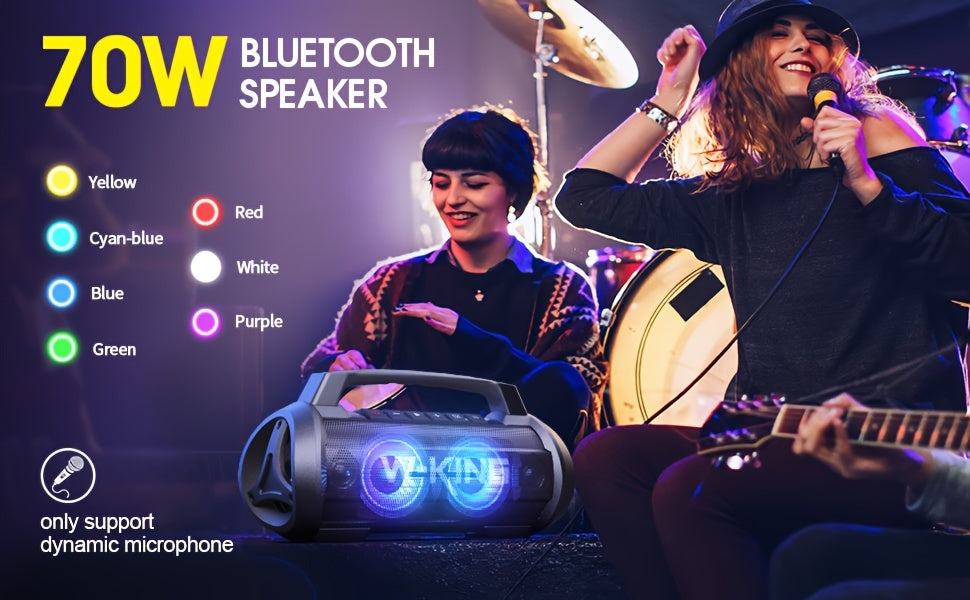 70W W-KING Thunderbolt - Portable Bluetooth Speakers with Waterproof, Bass Boost, DSP, Stereo Pairing, Powerbank, MIC and Long-Lasting Battery Life for Outdoor Party and Travel