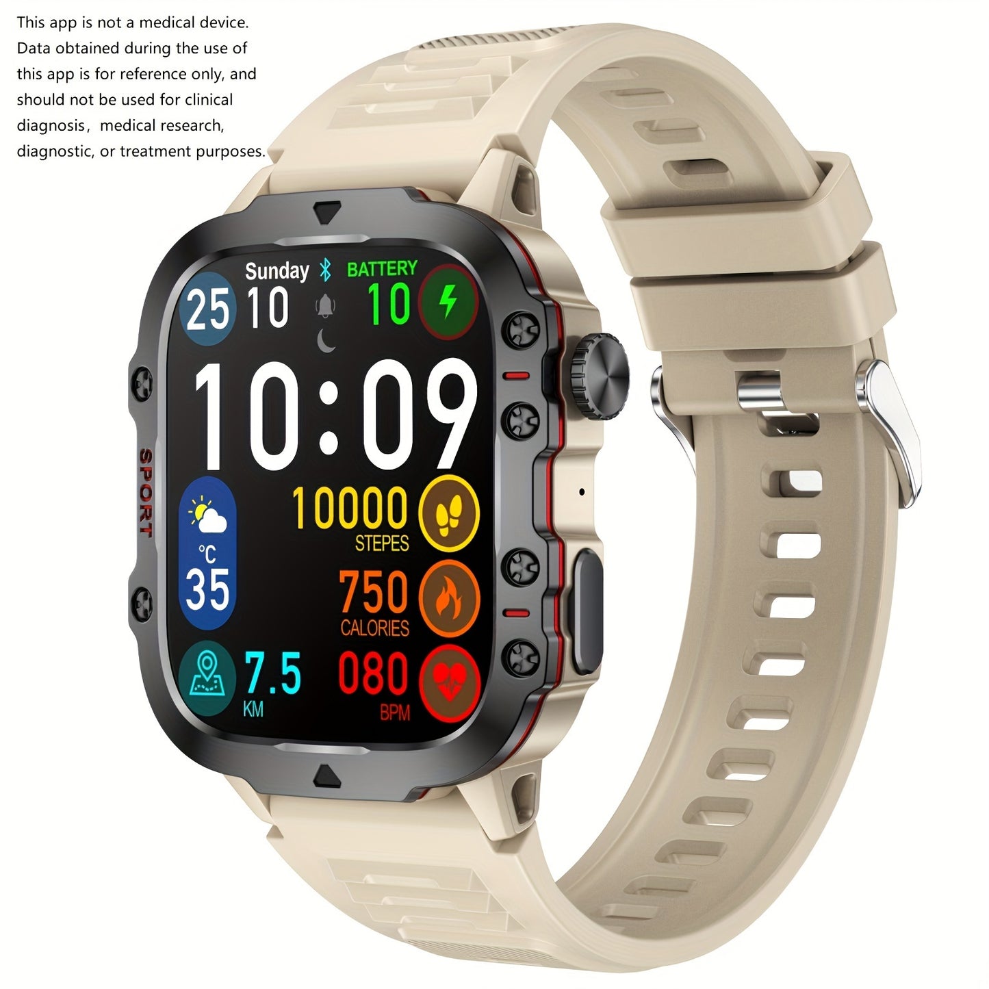 Tactical Outdoor Smartwatch (Answer/Make Calls), 1.96'' Smart Watch For IPhone And Android Phones, Waterproof Sport Watch With Lock-Screen/100+Sport Modes/Long Battery Life/Weather Forecast/Alarm Clock/ Good Gifts For Sportsm