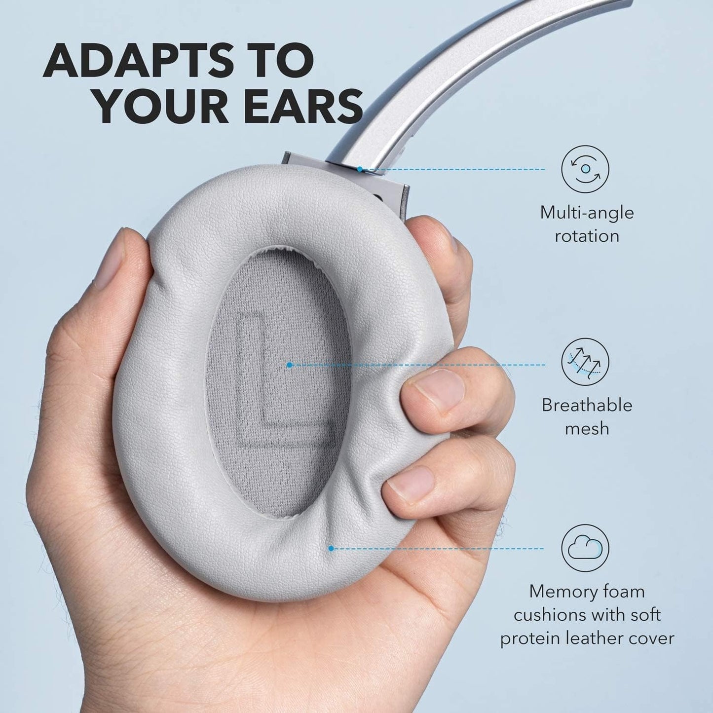 Refurbished- Soundcore by Anker Life Q20 Hybrid Active Noise Cancelling Headphones, Wireless Over-Ear Bluetooth Headphones with 40H Playtime, Hi-Res Audio, Deep Bass, Memory Foam Ear Cups and Headband