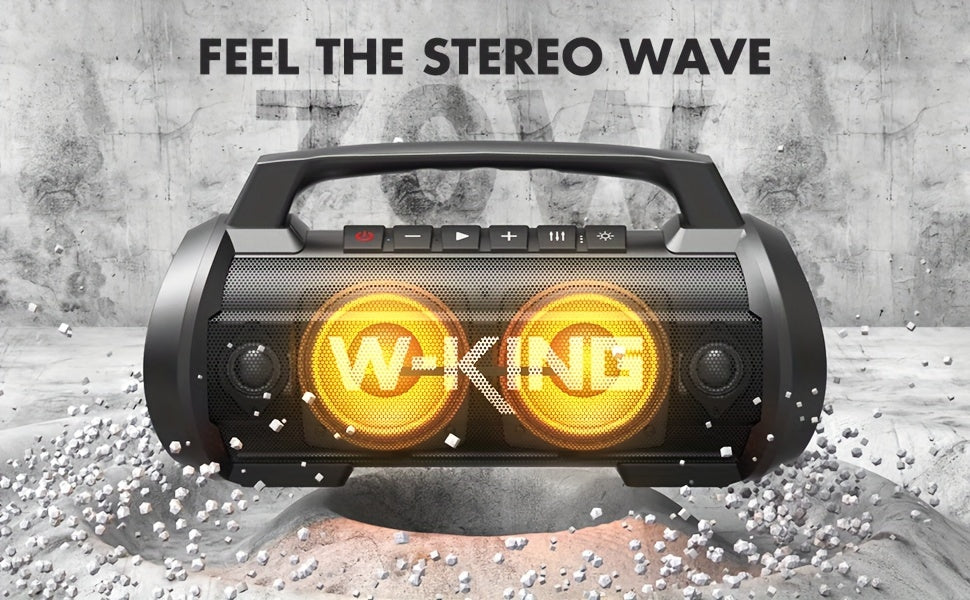 70W W-KING Thunderbolt - Portable Bluetooth Speakers with Waterproof, Bass Boost, DSP, Stereo Pairing, Powerbank, MIC and Long-Lasting Battery Life for Outdoor Party and Travel