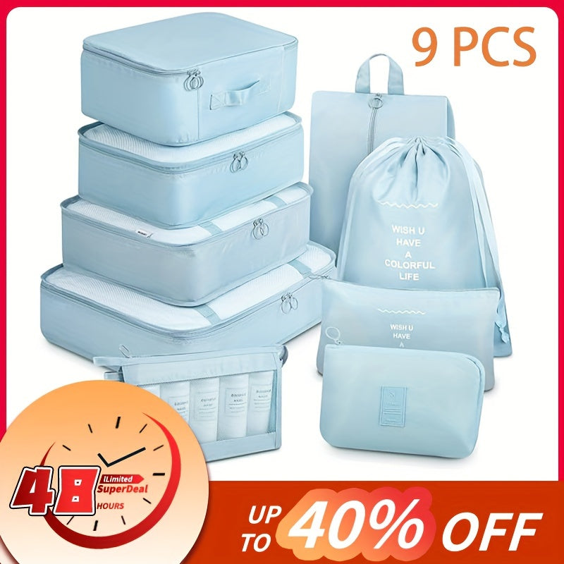 9 Set Packing Cubes with Shoe Bag & Electronics Bag - Luggage Organizers Suitcase Travel Accessories Baskets, Bins & Containers