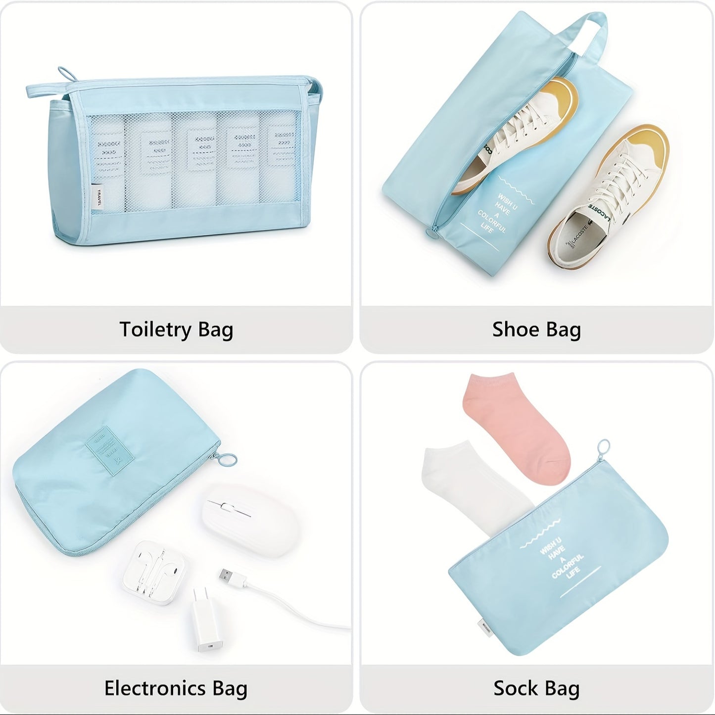 9 Set Packing Cubes with Shoe Bag & Electronics Bag - Luggage Organizers Suitcase Travel Accessories Baskets, Bins & Containers
