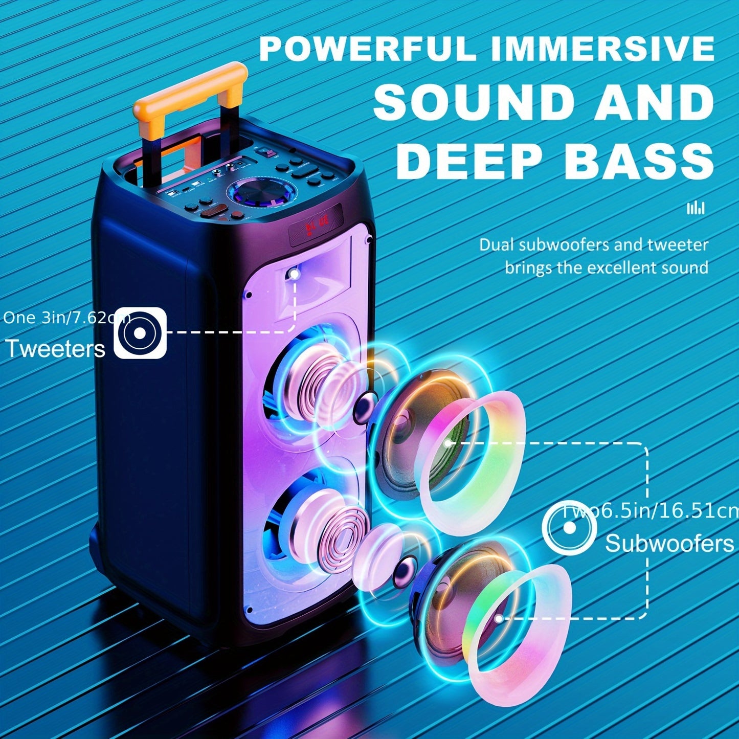 JYX Large Karaoke Machine with Wireless Microphones, Portable Bluetooth Speaker for Outdoor Parties, Weddings, and Home Entertainment