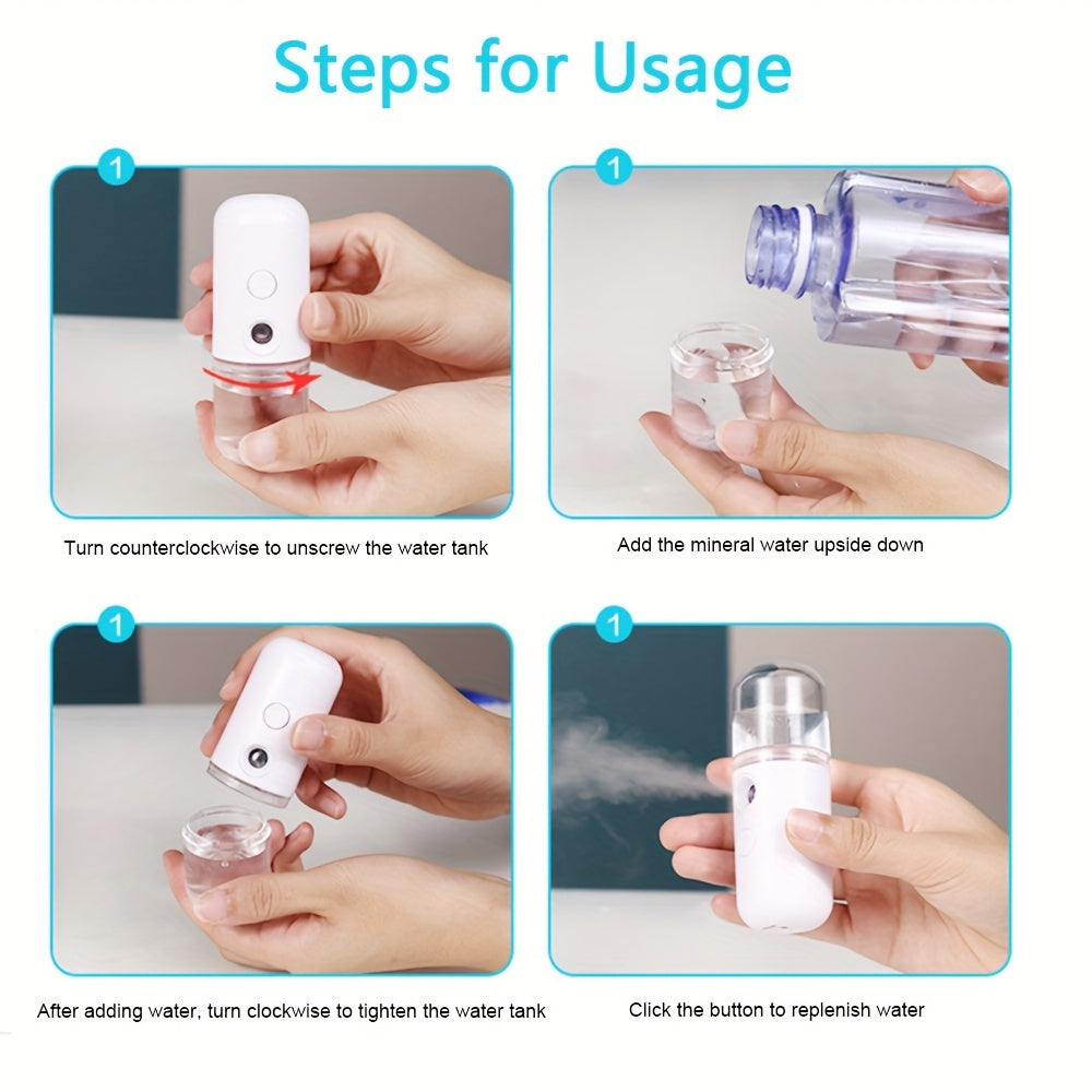 1PC Face Facial Mist Sprayer, 30ml Mini Facial Steamer Mist Sprayer, Nano Mister Hydrating Face Mist Spray Bottle, Humidifier, Spa Skin Care Moisturizing, Smart Wireless Security Hydration And Insulation Sprayer, Cute Electro