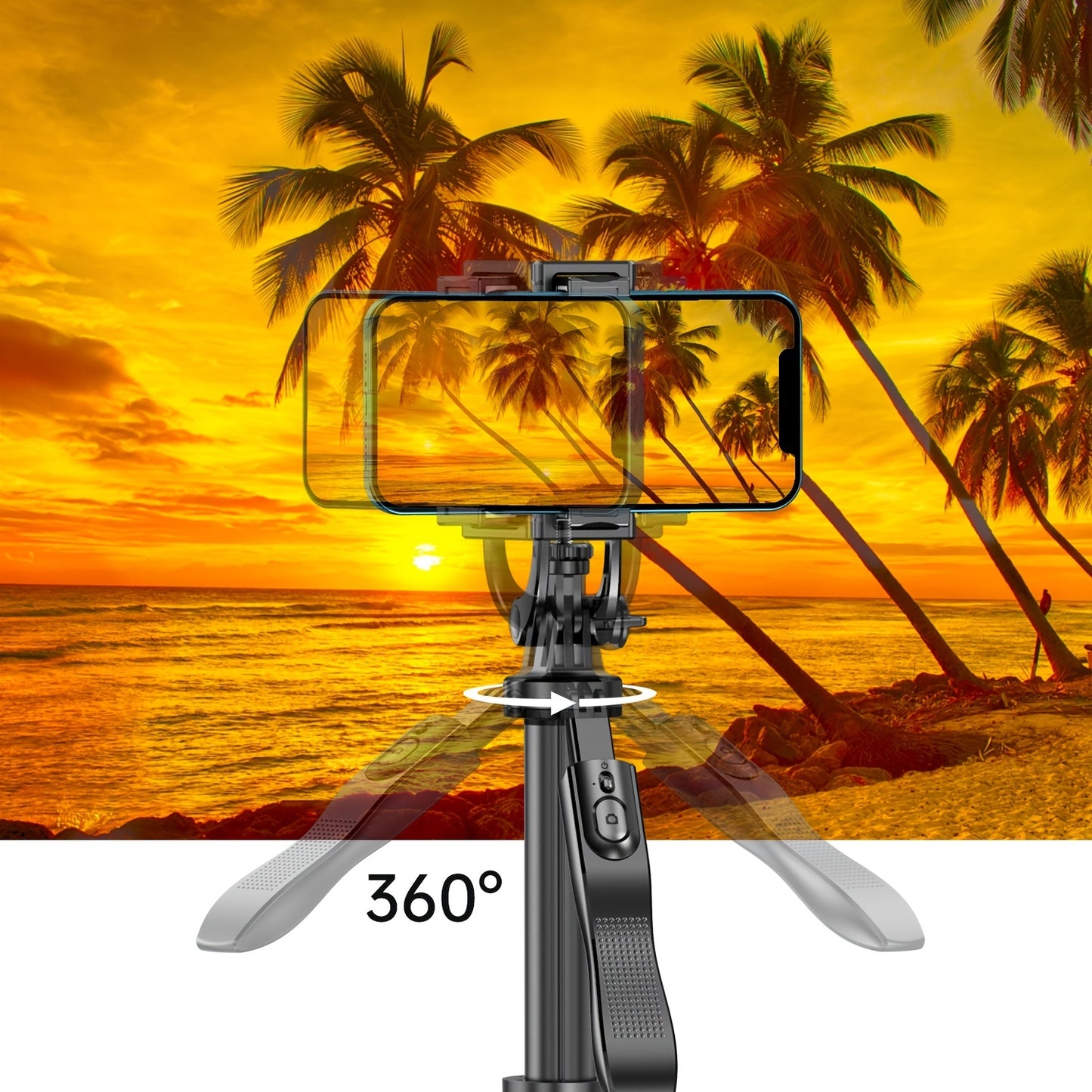61" Selfie Stick Tripod, All In One Extendable Phone Tripod Stand With Wireless Remote 360° Rotation For IPhone And Android Phone Selfies, Video Recording, Vlogging, Live Streaming, Aluminum, black