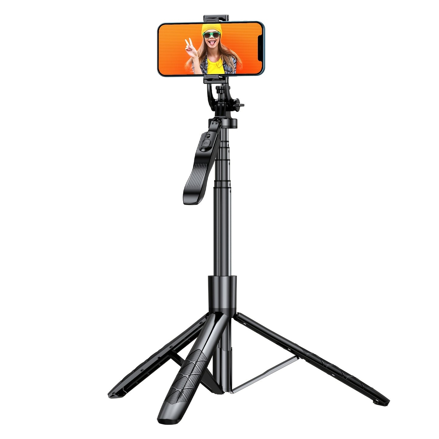 61" Selfie Stick Tripod, All In One Extendable Phone Tripod Stand With Wireless Remote 360° Rotation For IPhone And Android Phone Selfies, Video Recording, Vlogging, Live Streaming, Aluminum, black