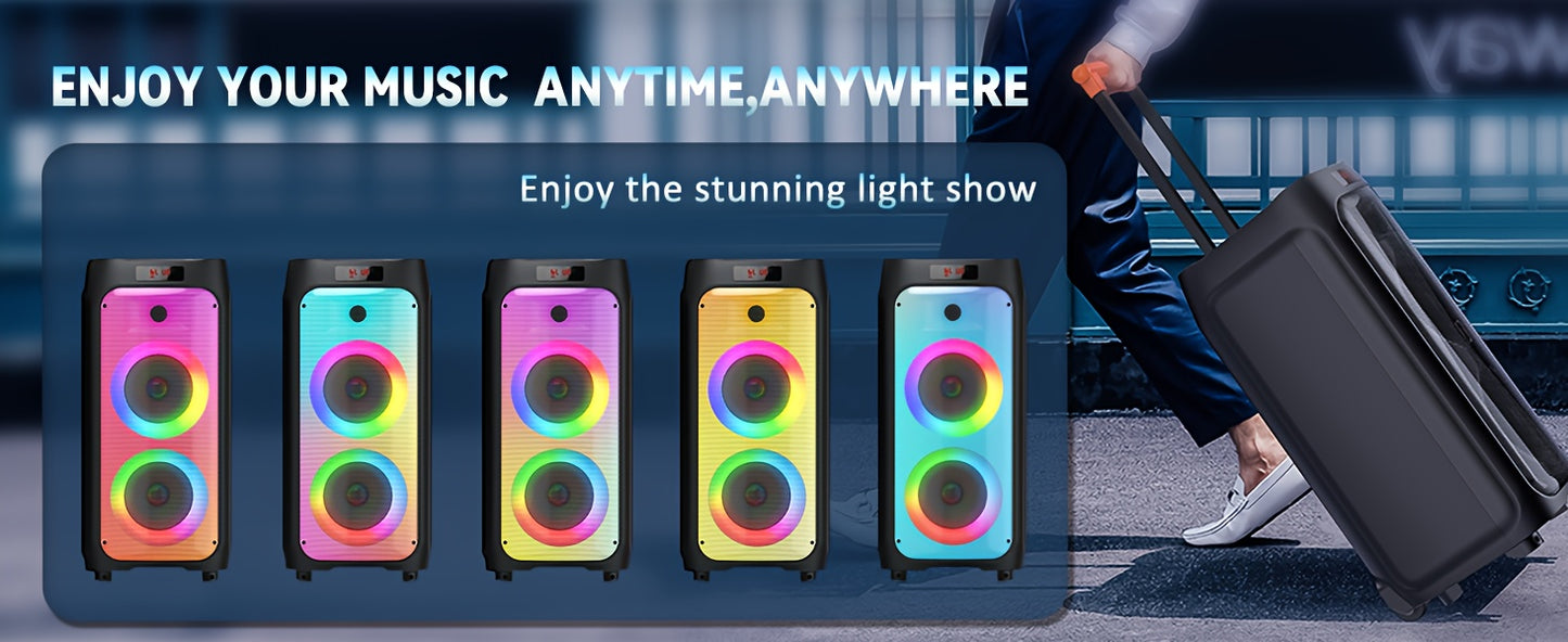 JYX Large Karaoke Machine with Wireless Microphones, Portable Bluetooth Speaker for Outdoor Parties, Weddings, and Home Entertainment