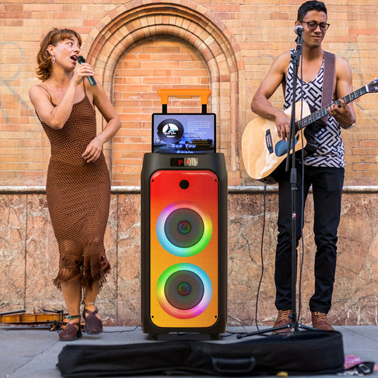 JYX Large Karaoke Machine with Wireless Microphones, Portable Bluetooth Speaker for Outdoor Parties, Weddings, and Home Entertainment