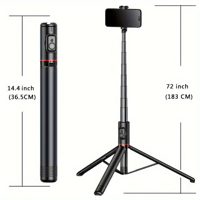 HKXYK 72" Selfie Stick, Aluminum Alloy Telescopic Stick, All-in-one Selfie Stick, Sturdy Tripod, Portable, Lightweight, Expandable, Compatible For IOS, And Various Android Phones, Is A Good Helper Video Recording, Vlogging, l