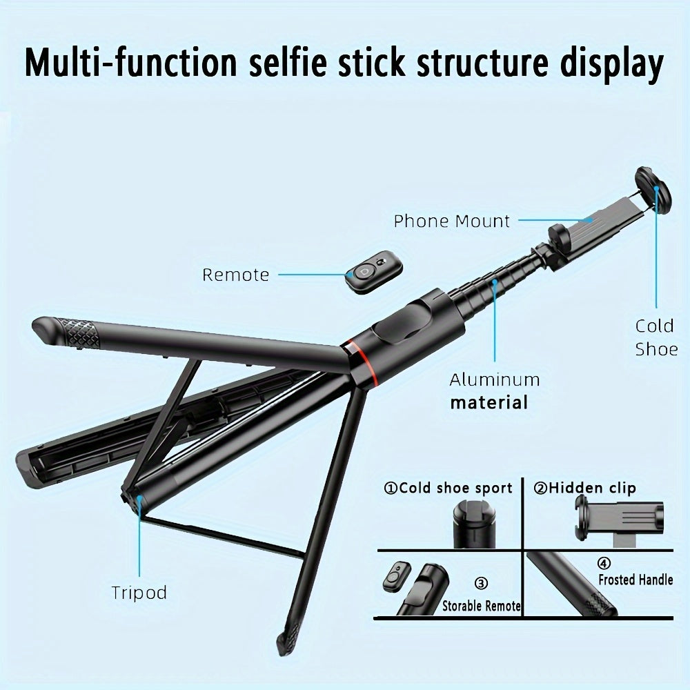 HKXYK 72" Selfie Stick, Aluminum Alloy Telescopic Stick, All-in-one Selfie Stick, Sturdy Tripod, Portable, Lightweight, Expandable, Compatible For IOS, And Various Android Phones, Is A Good Helper Video Recording, Vlogging, l