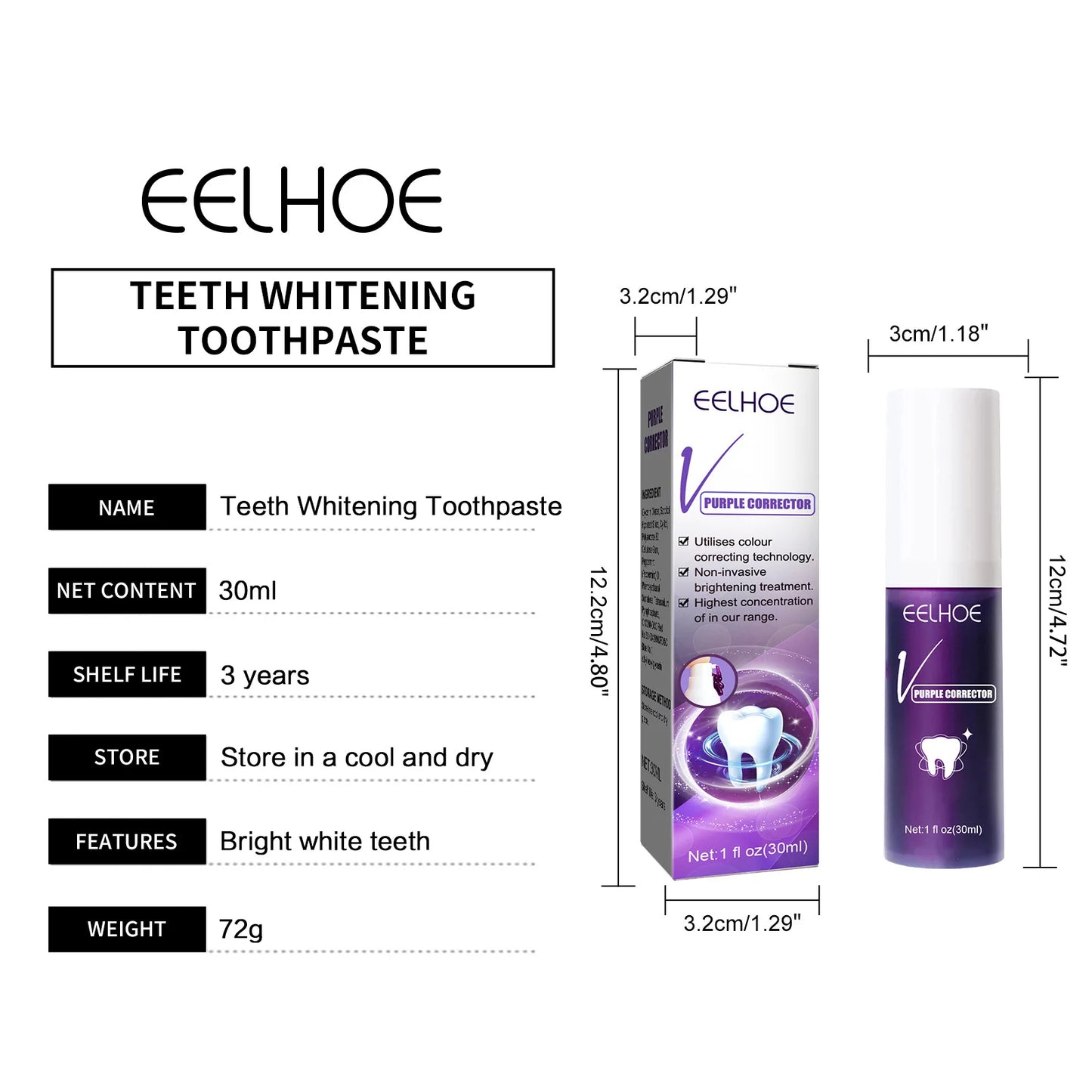 Purple Toothpaste Fresh Breath Protecting Teeth Decay Prevention Plaque Stains Removing Repairing Oral Cleaning Cream Dentifrice