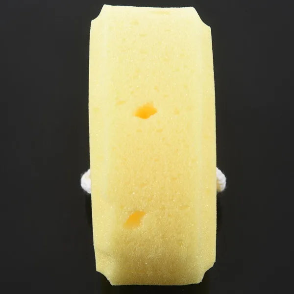Yellow Round Bath Sponge Body Shower Soft Sponge w Hanging Loop
