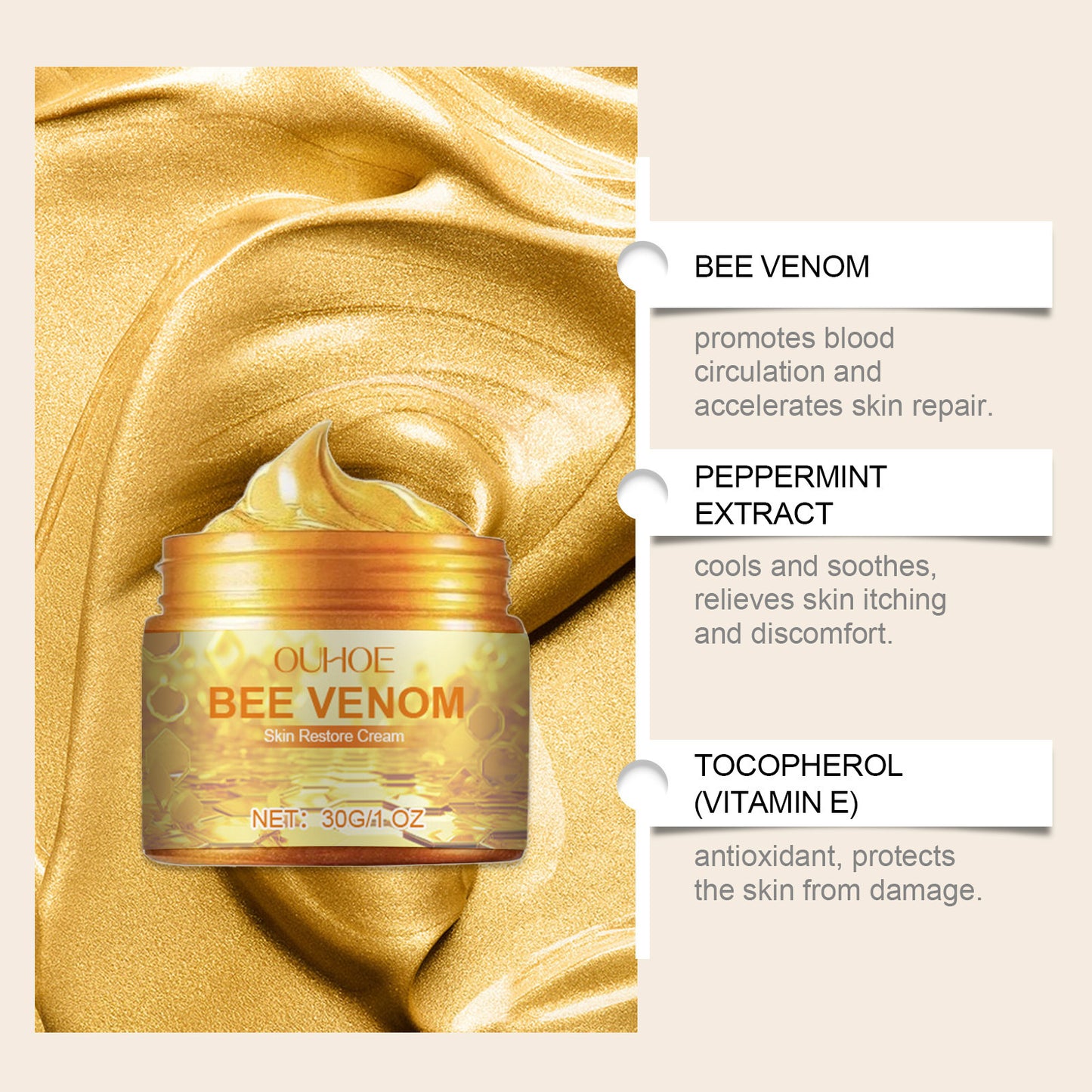 Moisturizer Body Lotion Lifting Repair Soothe Brighten Smoothing Moisturizing Lightening Relieve Dry Bee Venom Skin Care Cream