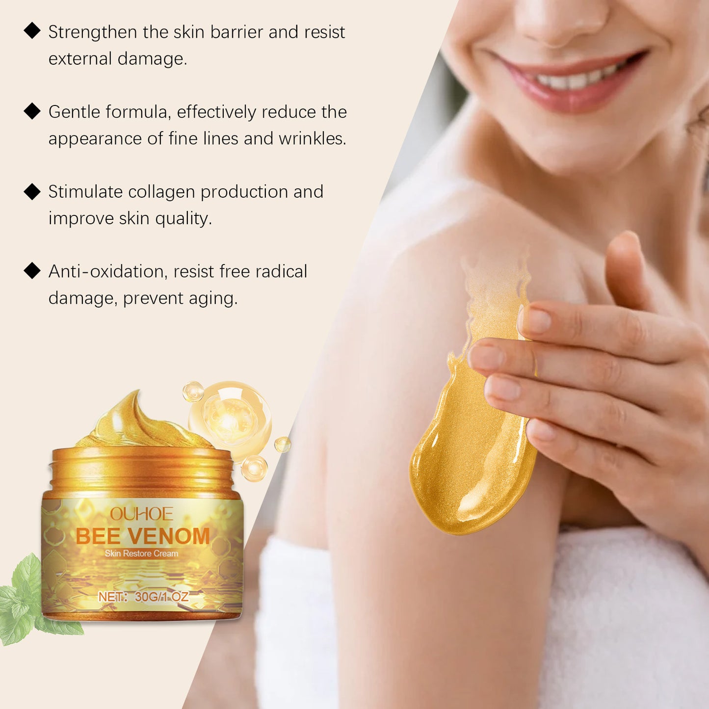 Moisturizer Body Lotion Lifting Repair Soothe Brighten Smoothing Moisturizing Lightening Relieve Dry Bee Venom Skin Care Cream