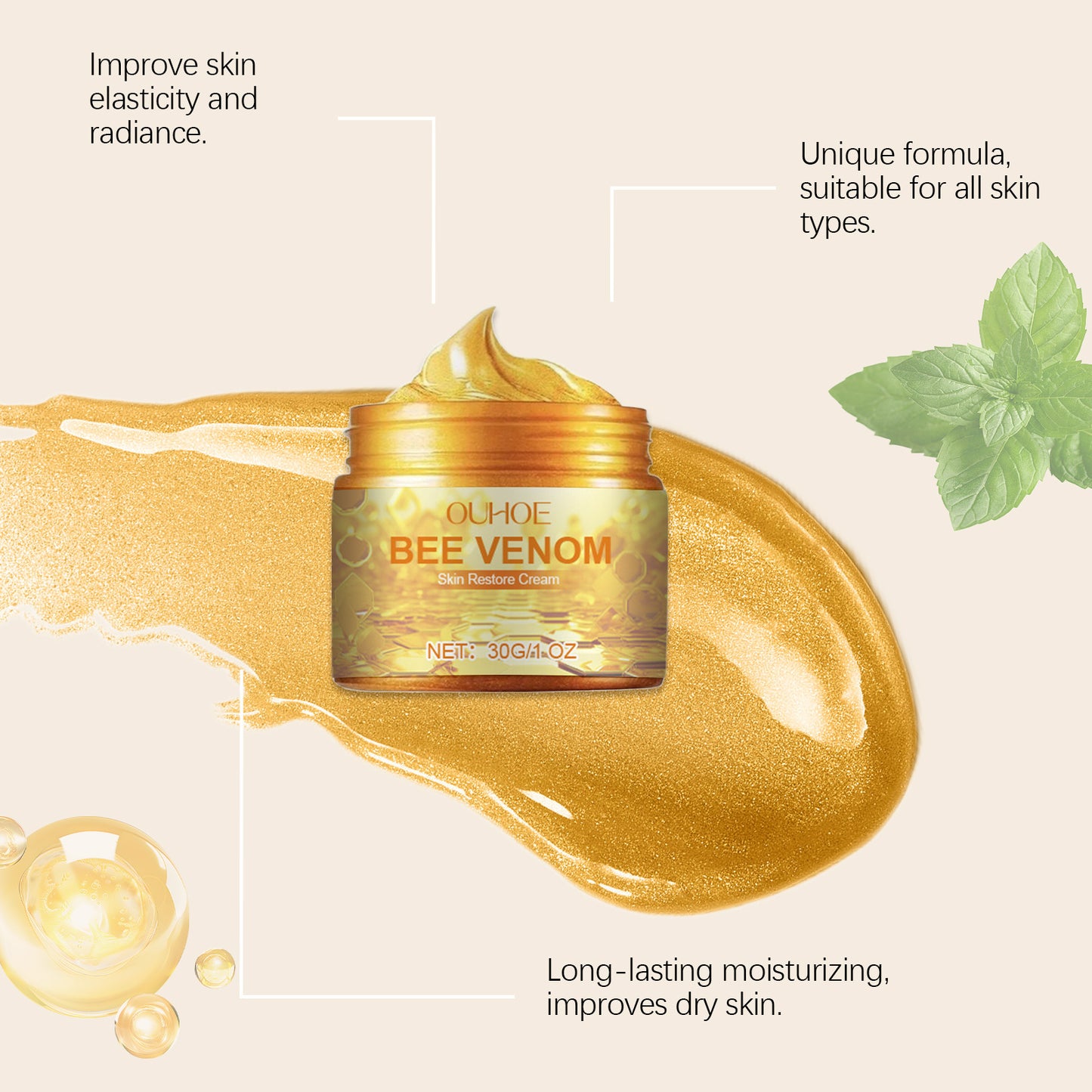 Moisturizer Body Lotion Lifting Repair Soothe Brighten Smoothing Moisturizing Lightening Relieve Dry Bee Venom Skin Care Cream
