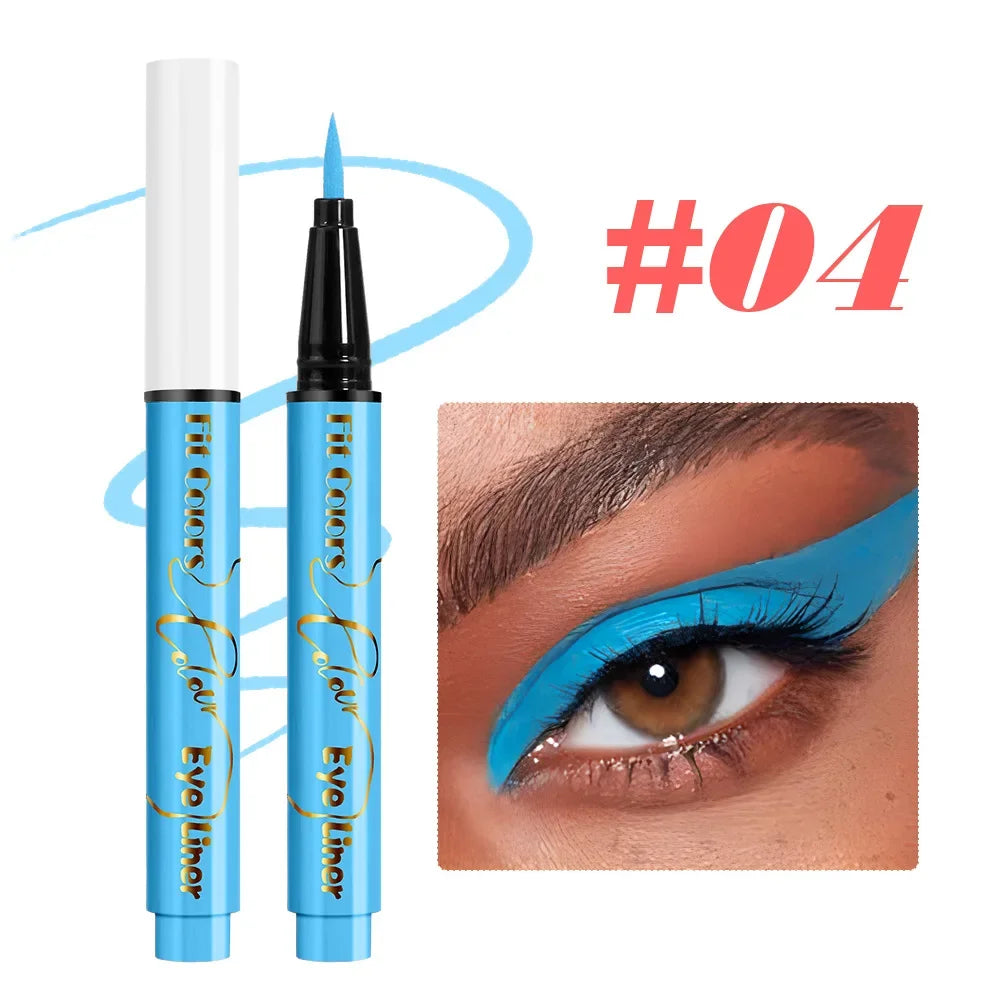 12Colors Liquid Eyeliner Neon Colored Halloween Liner Eyeliner Pen Waterproof UV Blacklight Fluorescent Face Body Paint Makeup