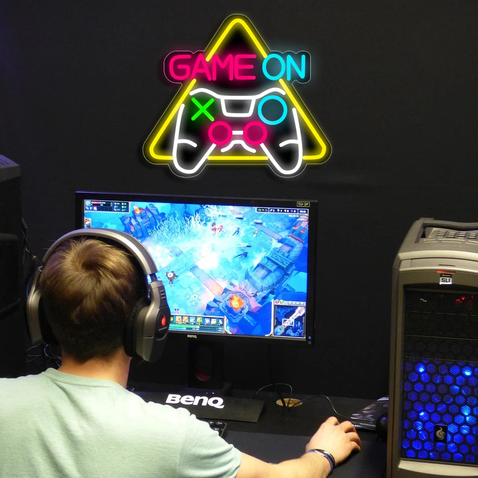 1 game neon sign - player led sign for video/PC game room, walls, game area, bedroom, Man Cave decoration - game light gift