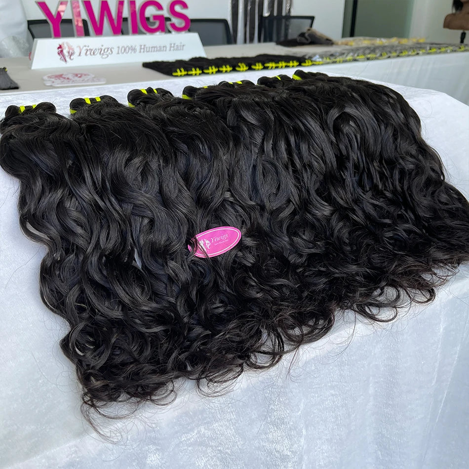 Yiwigs 12A Grade Vietnamese Water Wave 100% Raw Human Hair Bundles Natural Wave Curly Unprocessed Hair Weave Extensions thick