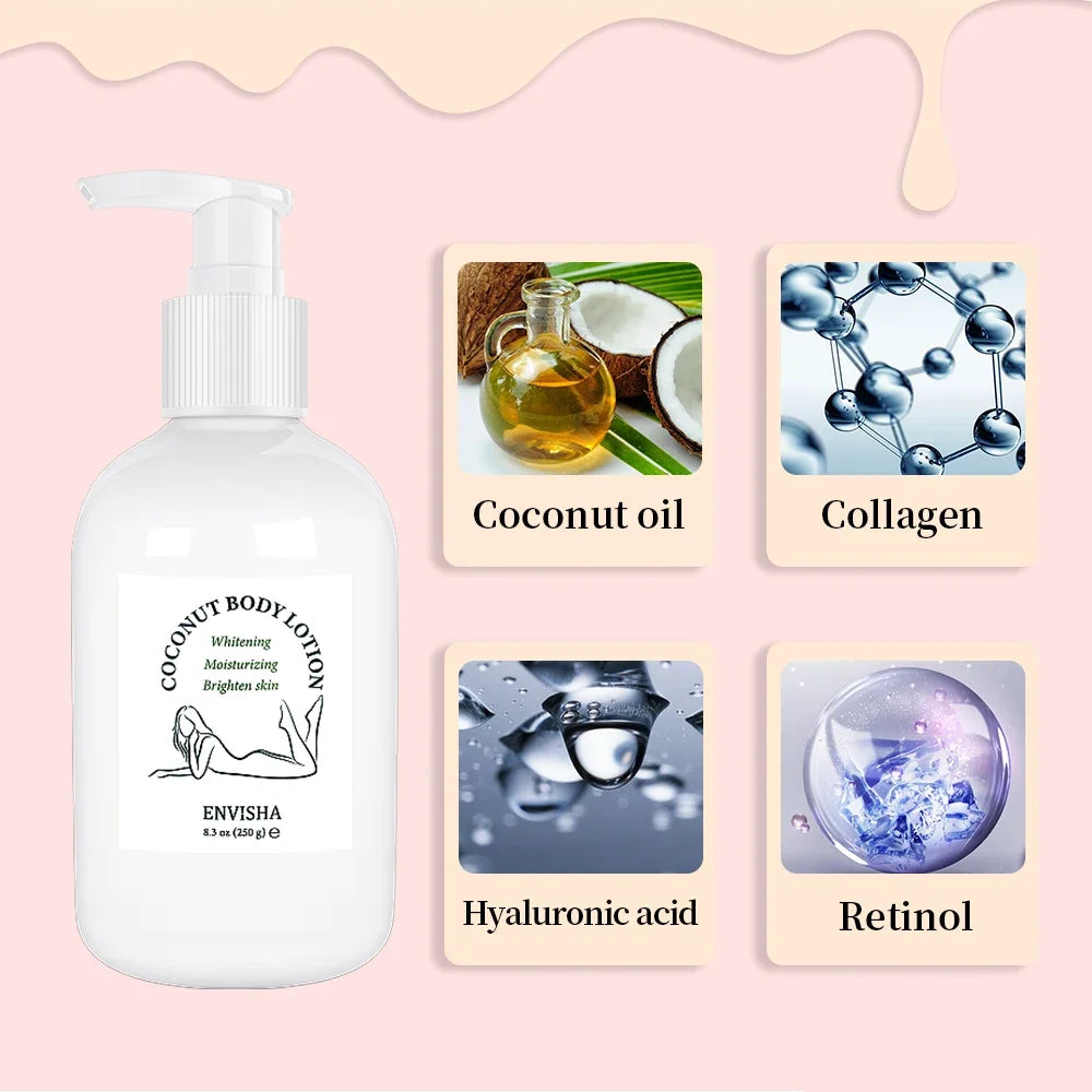 Body Lotion Butter Skin Care Coconut Oil Face Cream Whitening Moisturizing Brightening Collagen Remove Melanin Beauty Health