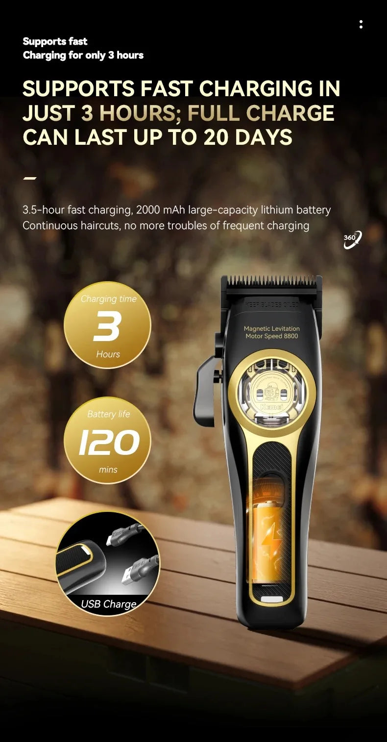 Kemei 2373 2268 Barber Hair Clippers Professional Cordless Hair Trimmer Electric Men Finish Hair Cutting Machine Vector Motor