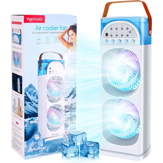 4-IN-1 Portable Air Conditioners,  Evaporative AC Air Cooler Humidifier with 3 Speeds 7 Colors Light，Personal Mini Conditioner