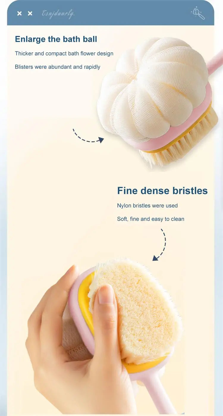 Bath Brush Back Body Bath Shower Sponge Scrubber Brushes With Handle Exfoliating Scrub Skin Massager Exfoliation Bathroom Brush
