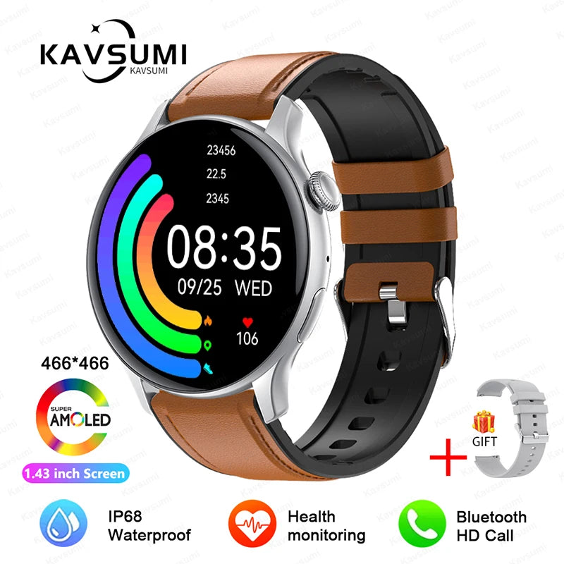2024 GPS Smart Watch Women 1.43 Inch AMOLED 466*466 HD Screen Sport Heart Rate NFC Custom Dial Bluetooth Call Smartwatch Ladies