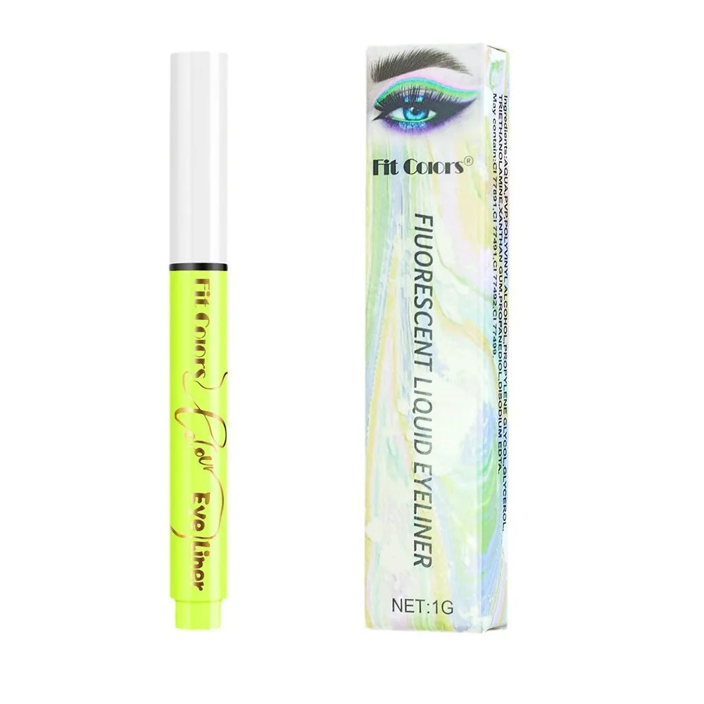 12Colors Liquid Eyeliner Neon Colored Halloween Liner Eyeliner Pen Waterproof UV Blacklight Fluorescent Face Body Paint Makeup