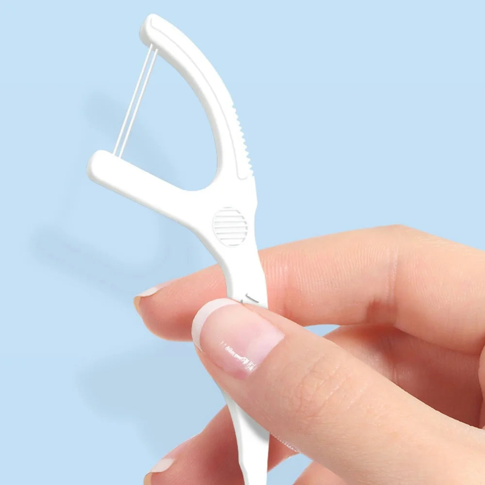 Fawnmum 50/100pcs Double Line Dental Floss Toothpicks Fresh Breath Dental Flosser Disposable Floss Stick For Oral Care