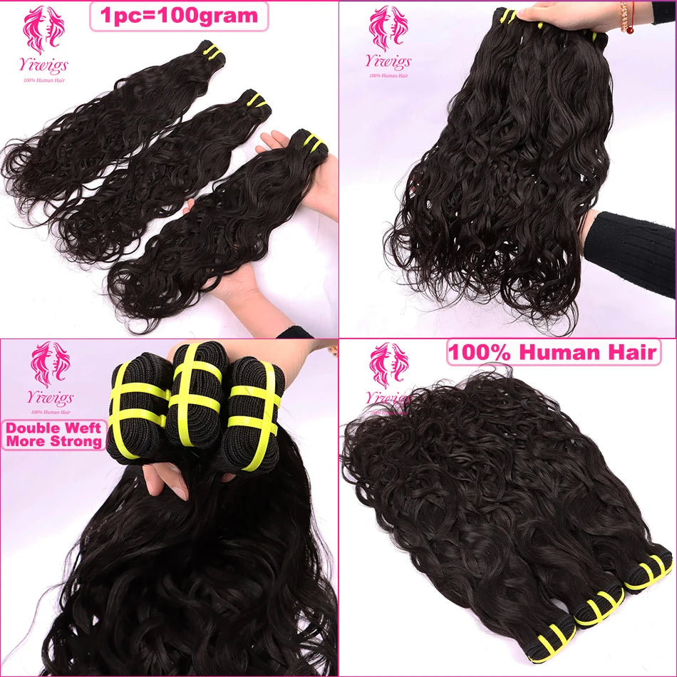 Yiwigs 12A Grade Vietnamese Water Wave 100% Raw Human Hair Bundles Natural Wave Curly Unprocessed Hair Weave Extensions thick