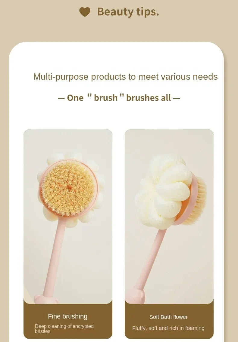 Bath Brush Back Body Bath Shower Sponge Scrubber Brushes With Handle Exfoliating Scrub Skin Massager Exfoliation Bathroom Brush