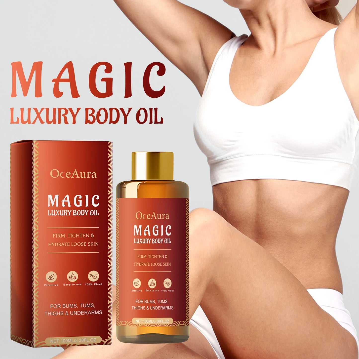 OCEAURA 3.38 OZ Magic Luxury Body Oil Deep Moisturizing Deeply Moisturizes Dry Skin Winter and Autumn Body Nourishing Oil