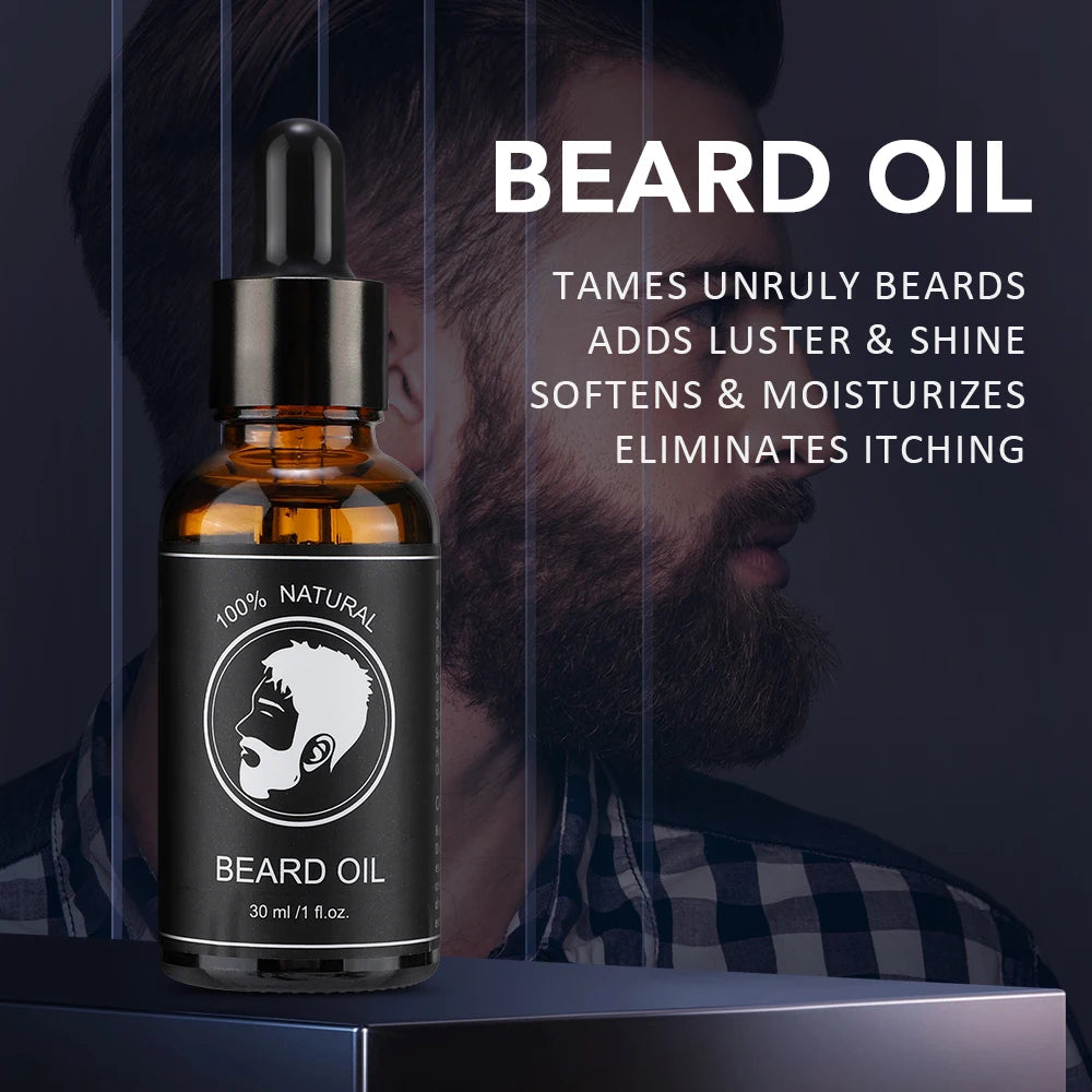 30ml Beard Oil For Men Deep Moisturizing Nourishing Beard Care Essence Oil Smooth Soften Shiny Anti-frizz Plant Beard Serum