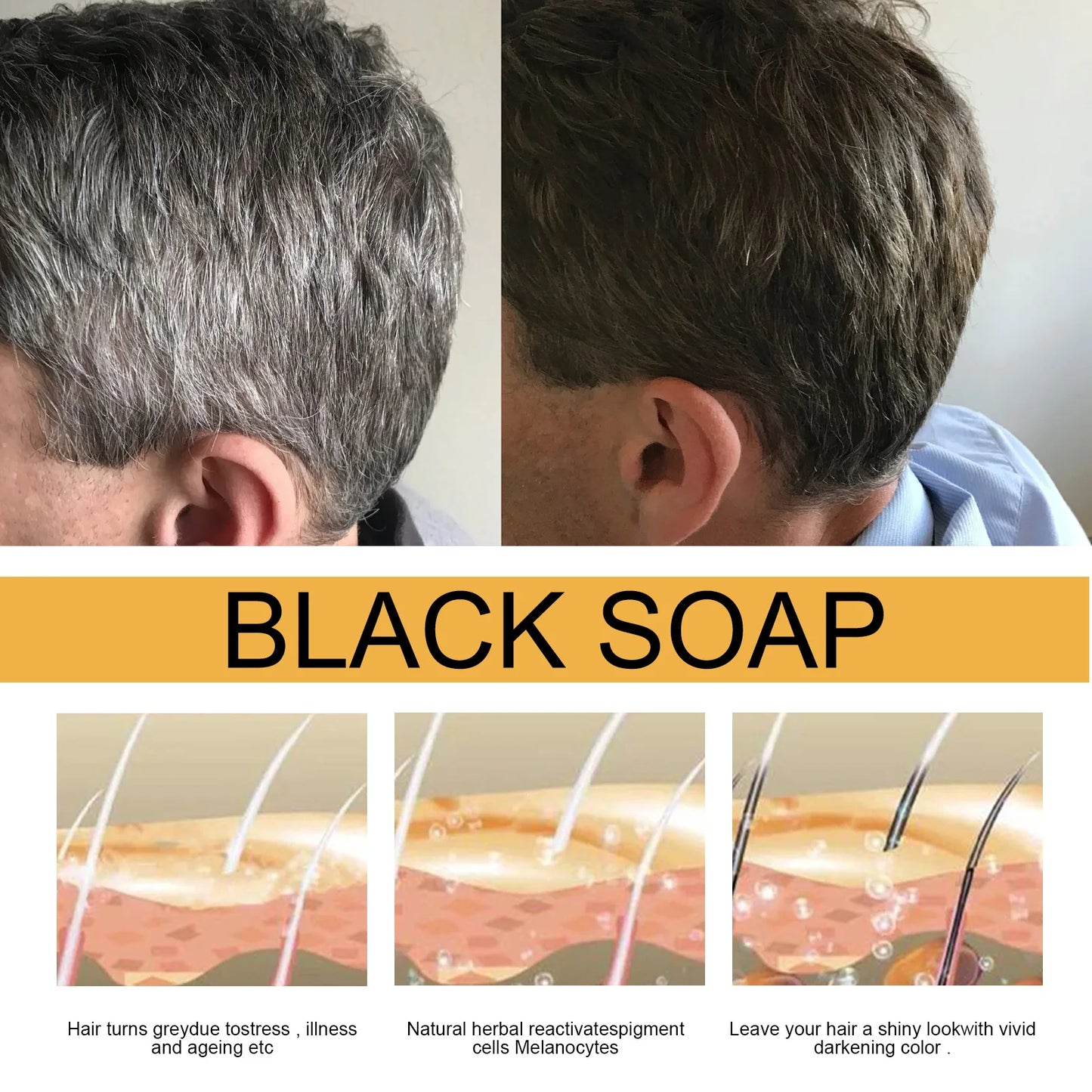 Hair strengthening shampoo soap, hair soap, cleansing scalp, soften hair strong hair, men and women usually hair care products,