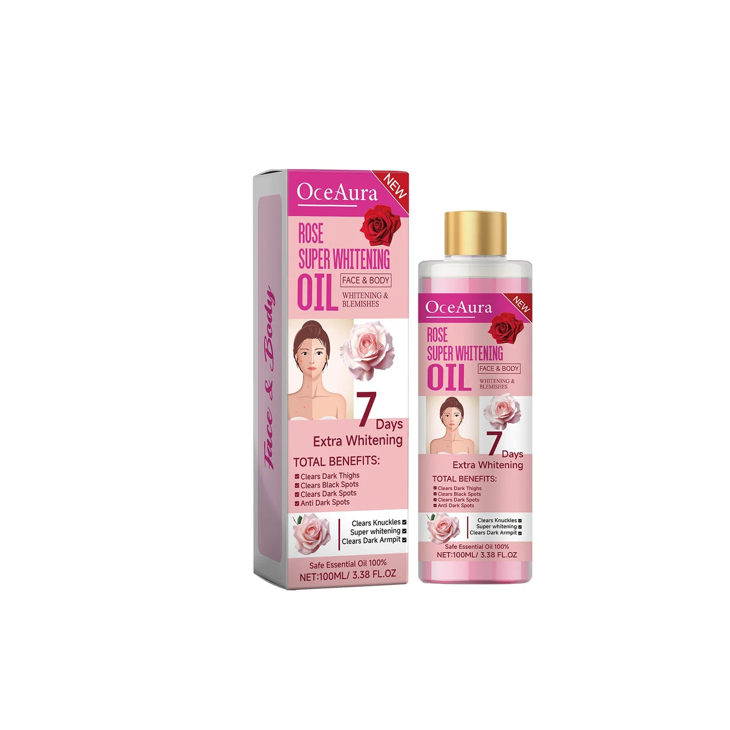 Body Whitening Oil 100ml Natural Organic Relaxing Muscle Hydrating SPA Aromatherapy Skin Brightening Smoothing Body Massage Oil