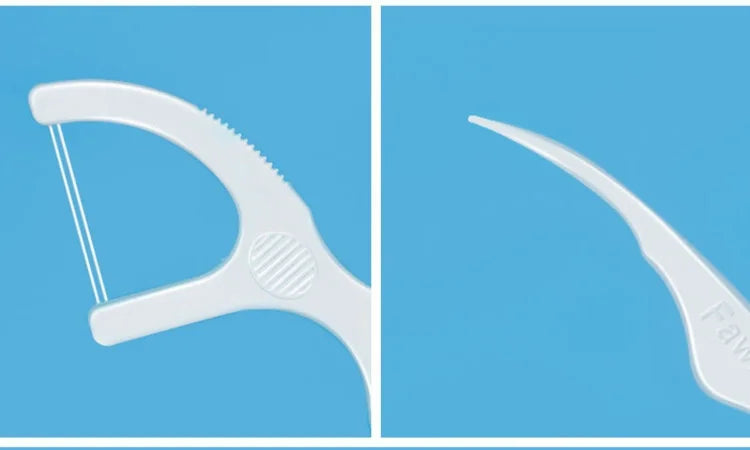Fawnmum 50/100pcs Double Line Dental Floss Toothpicks Fresh Breath Dental Flosser Disposable Floss Stick For Oral Care