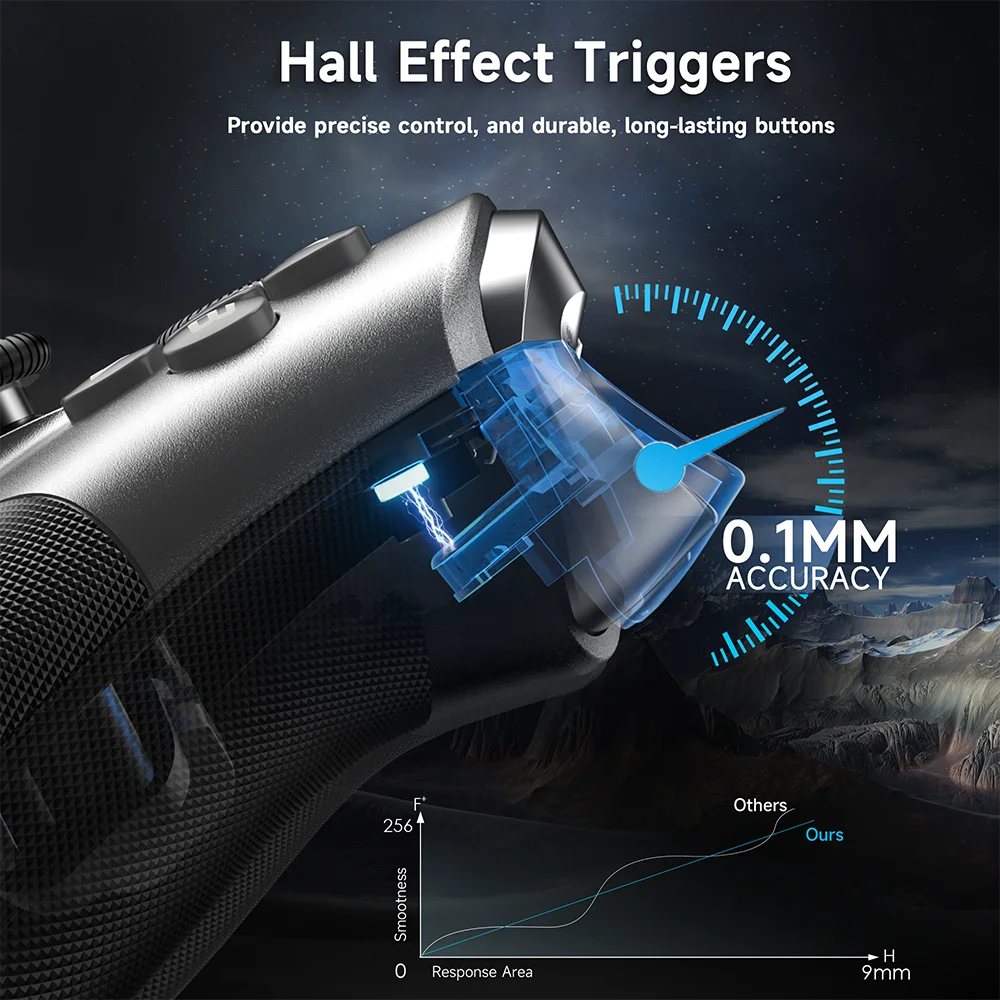 EasySMX X10 Hall Effect Controller (No Drift, No Deadzone),Wireless Bluetooth Controller with Motion Control For PC/Switch/Phone