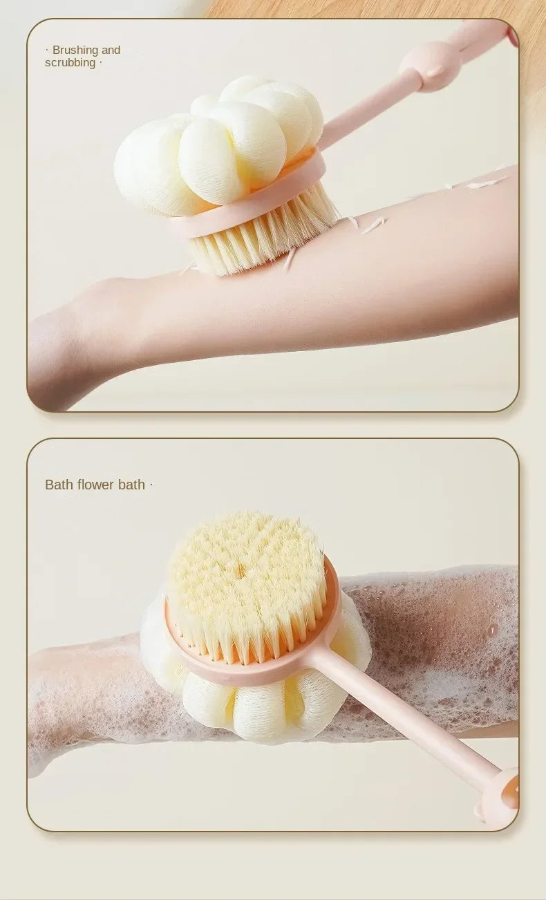 Bath Brush Back Body Bath Shower Sponge Scrubber Brushes With Handle Exfoliating Scrub Skin Massager Exfoliation Bathroom Brush