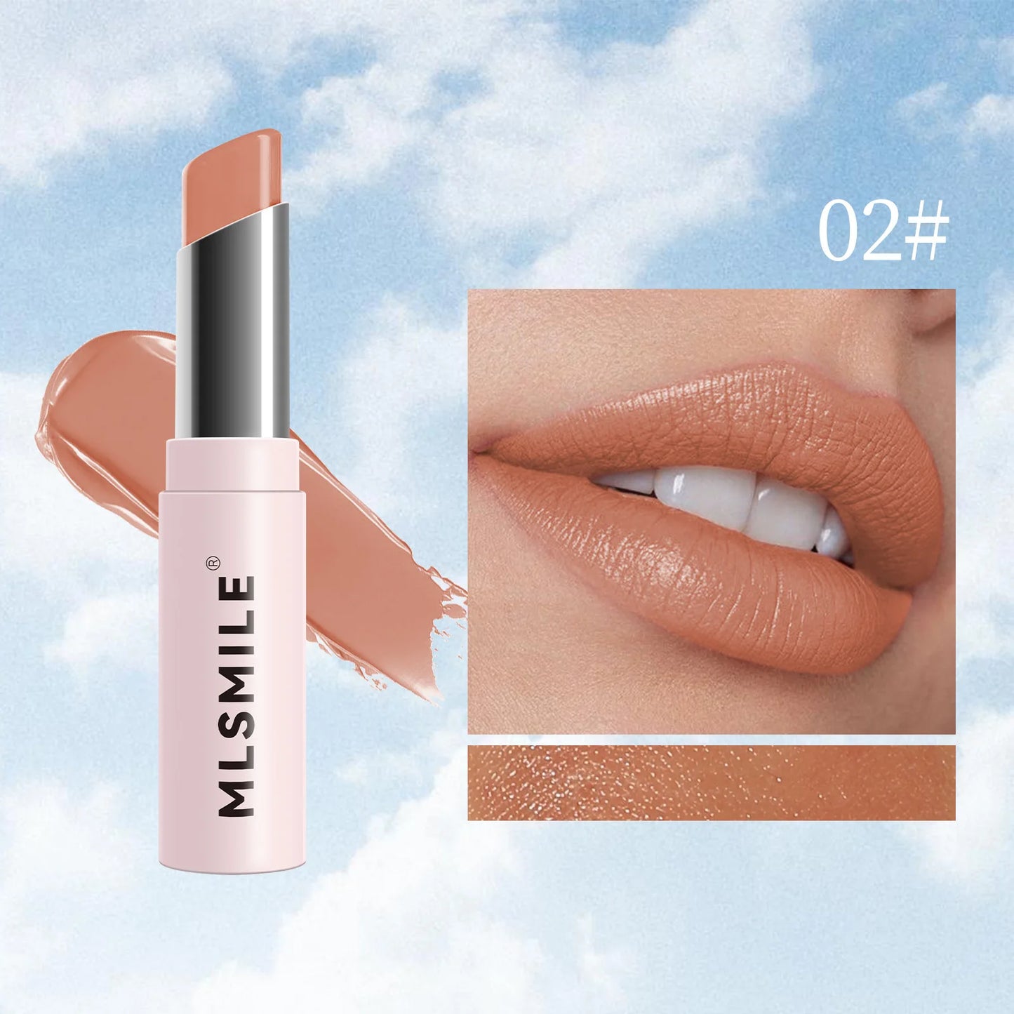 MLSMILE 6 Color Tube Lipstick natural long-lasting moisturizing moisturizing smooth gloss white and easy color lipstick