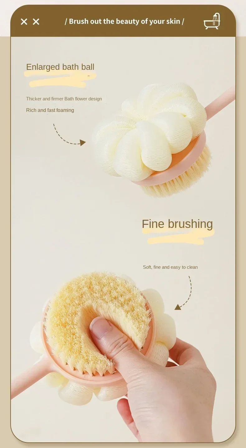 Bath Brush Back Body Bath Shower Sponge Scrubber Brushes With Handle Exfoliating Scrub Skin Massager Exfoliation Bathroom Brush