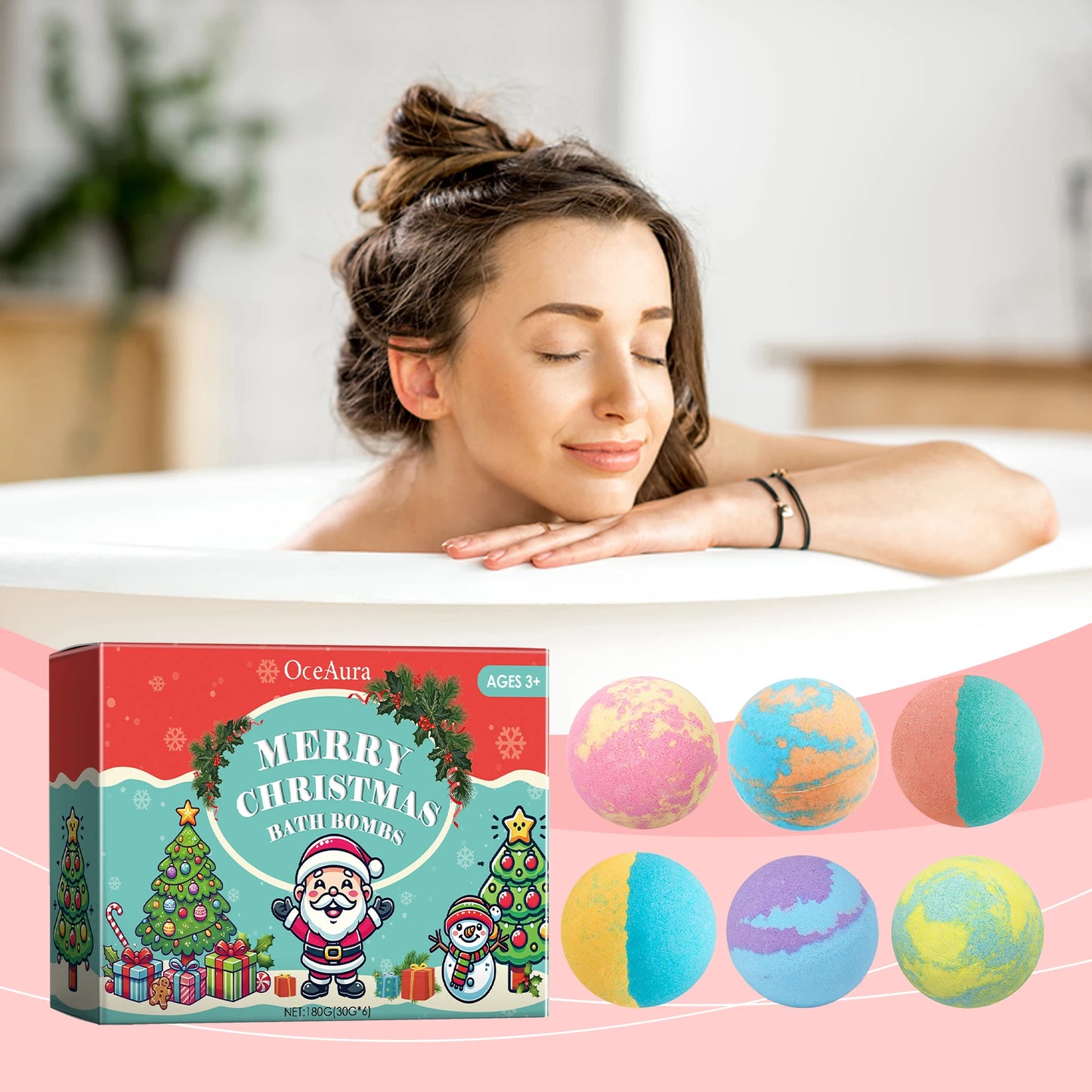 Bath Bombs Aromatherapy Body Relaxation Stress Relief Gentle Exfoliating Moisturize Tender Skin Bubble Bath Balls Christmas Gift