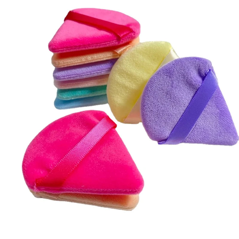 1pc Velvet Triangle Shaped Powder Puff Wet Dry Used Washable Soft Makeup Sponge Tool For Foundation Powder Blusher Wholesale