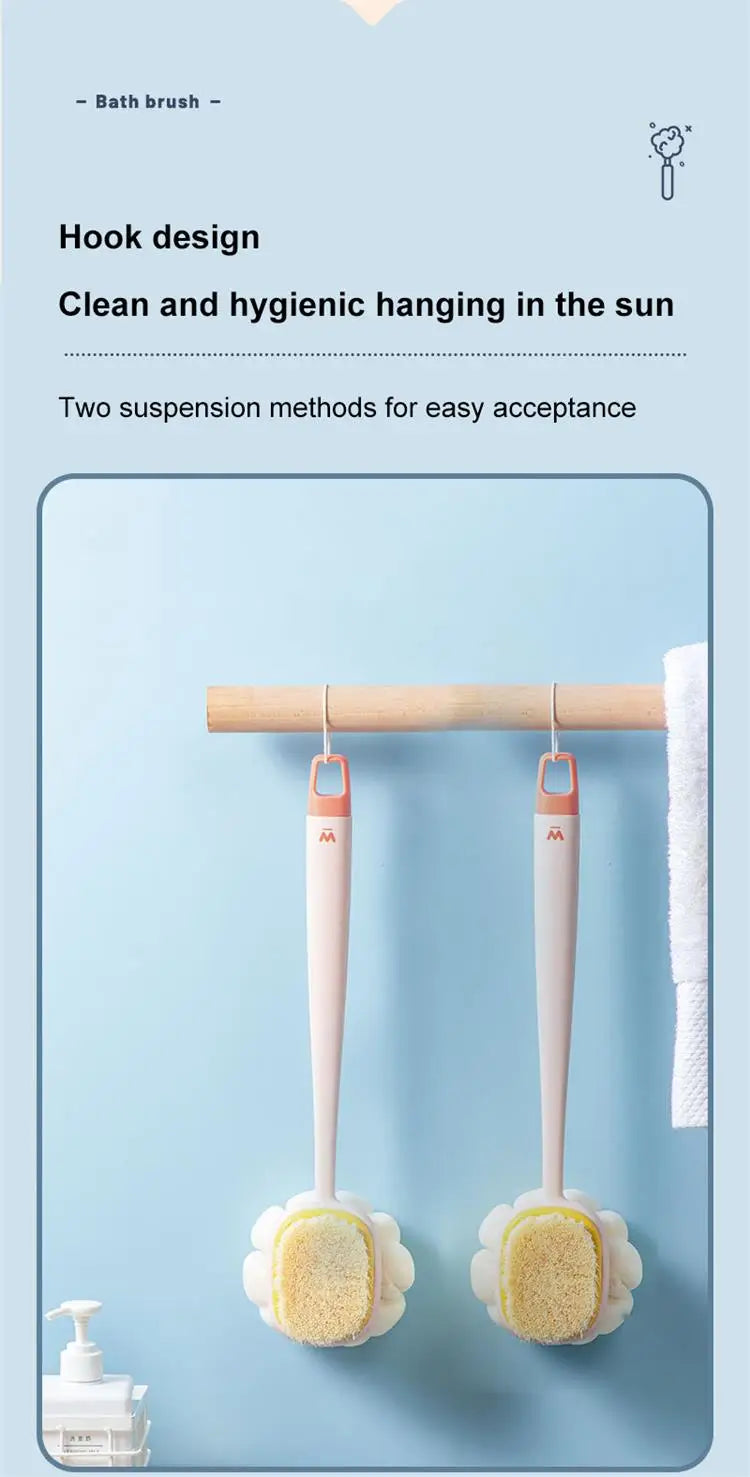 Bath Brush Back Body Bath Shower Sponge Scrubber Brushes With Handle Exfoliating Scrub Skin Massager Exfoliation Bathroom Brush