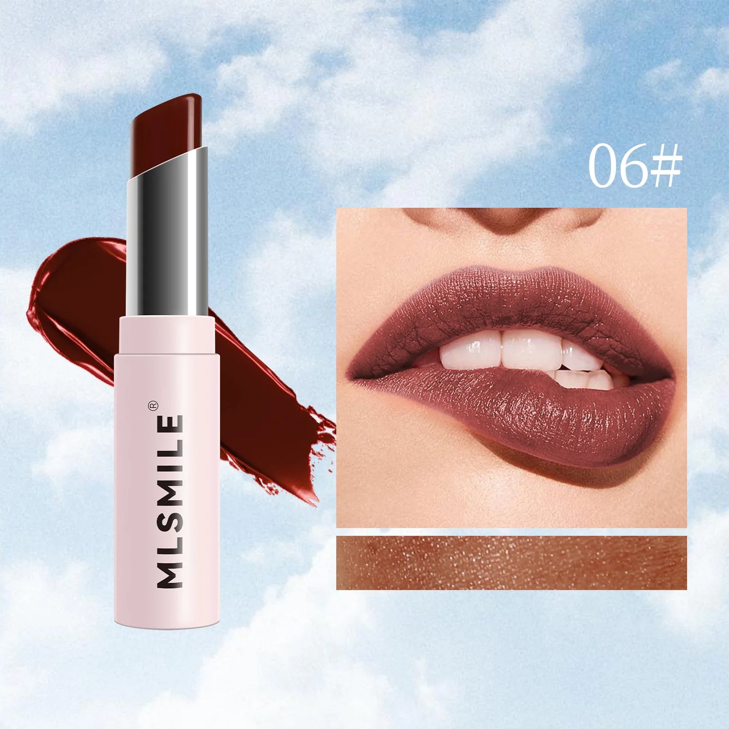 MLSMILE 6 Color Tube Lipstick natural long-lasting moisturizing moisturizing smooth gloss white and easy color lipstick