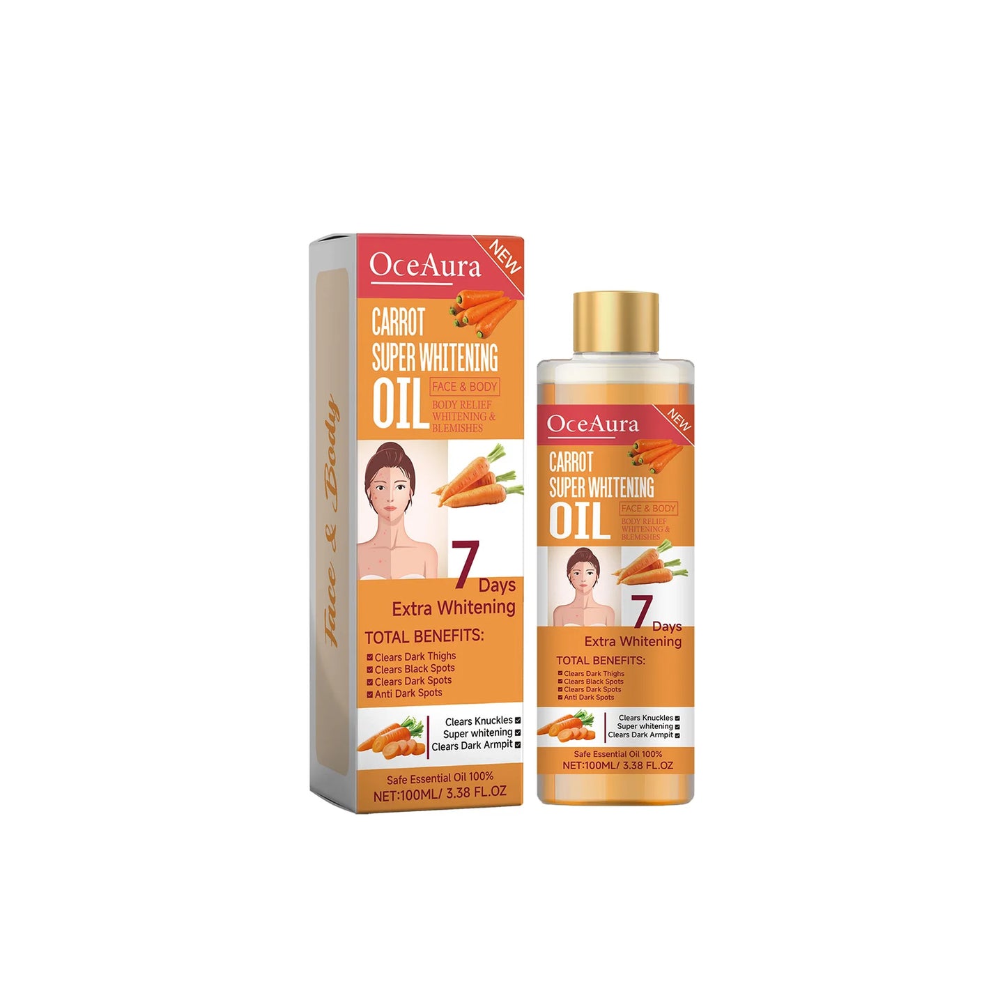 Body Whitening Oil 100ml Natural Organic Relaxing Muscle Hydrating SPA Aromatherapy Skin Brightening Smoothing Body Massage Oil
