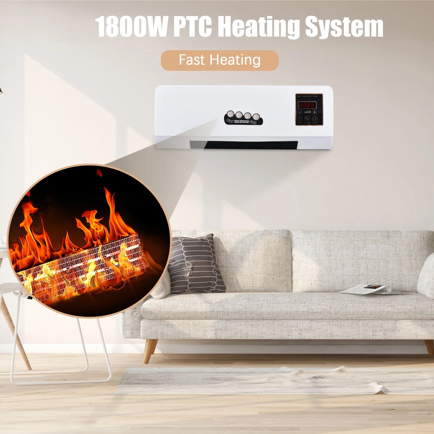 2in1 Portable Air Conditioner and Electric Heater for Room Heating and Cooling Fan with Timing Function Remote Controller