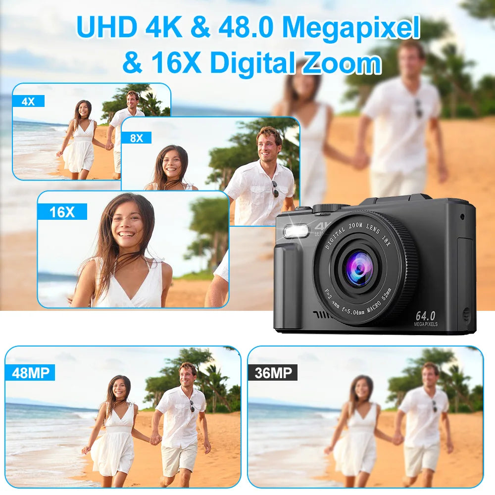 Digital Camera 4K 48MP 3.0 Inch Rotatable Screen 18X Digital Zoom WiFi Video Camcorder Vlog Recorder YouTub Webcam Cameras