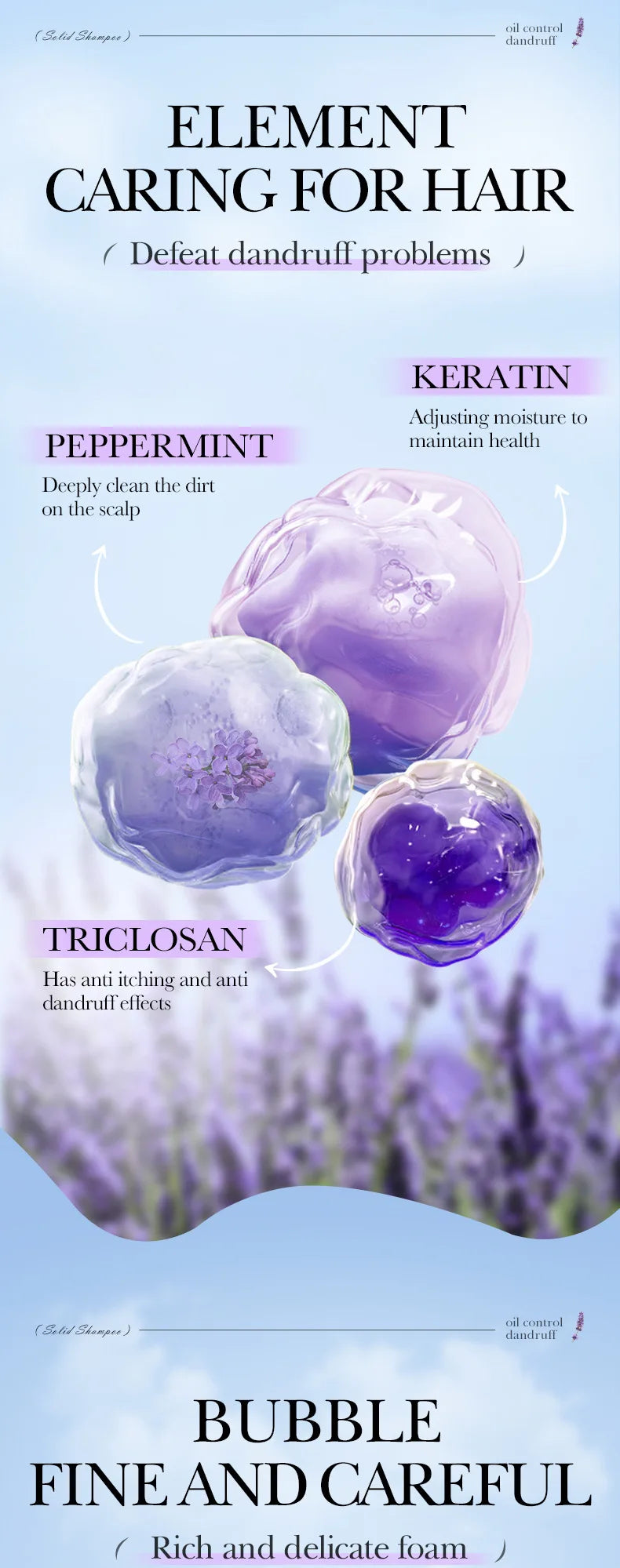 Lavender Shampoo Soap 1Box AntiDandruff & Anti-Itching Deep Cleansing Hair Care Strengthening Hair Roots Lightening & Revitalizi