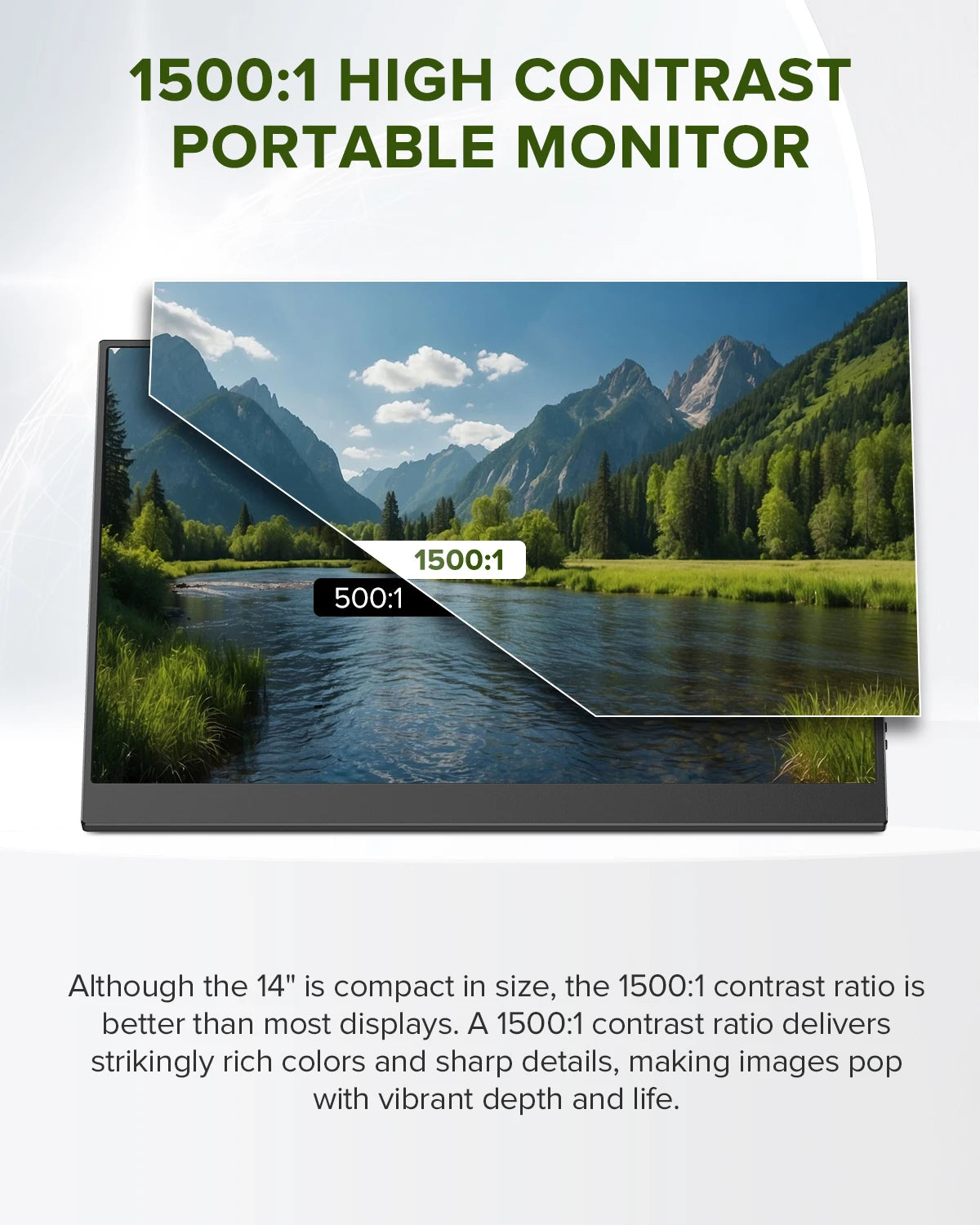 UPERFECT 14" 2K Portable Monitor Ultra Slim Laptop Second Gaming Screen 2160 * 1440 QHD PC External Display With Dual Speakers